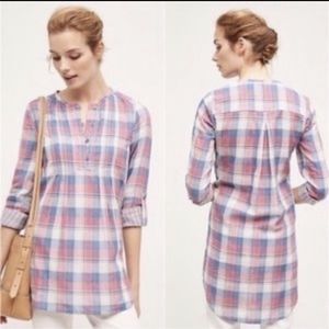 Anthro Holding Horses Gauze Plaid Hi Low Tunic
